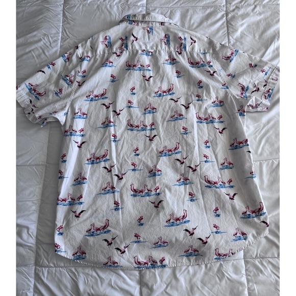 Denim & Flower Ricky Singh Flamingo Button Front Slim Fit XL Short Sleeve Shirt - Picture 8 of 10